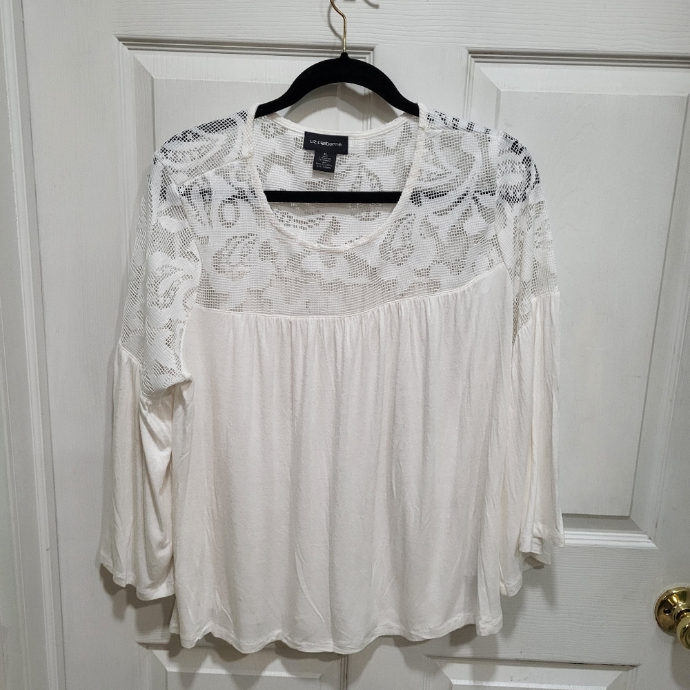 3/$30 Pretty Flowy Top with Lacy Shoulders - Size XL